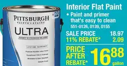 Menards Pittsburgh Paints & Stains Ultra Interior Flat Acrylic Latex Paint & Primer White Base - 1 gal offer