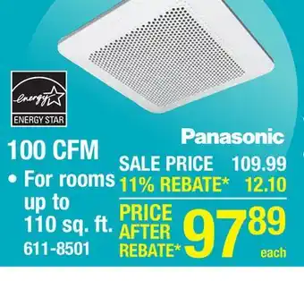 Menards Panasonic Whisper Slim 100 CFM Ceiling Exhaust Bath Fan offer