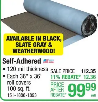 Menards EasyStick Plus 36 x 36' Weatherwood Self-Adhering Rolled Roofing (100 sq ft Coverage) offer