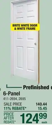 Menards Mastercraft 30W x 80H Brite White 6-Panel Prehung Interior Door - Right Inswing offer