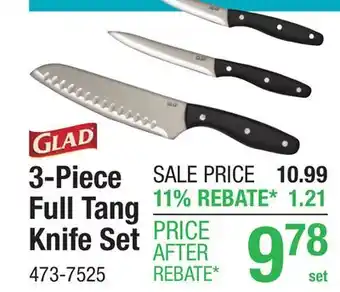 Menards Glad 3-Piece Full Tang Knife Set offer