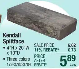 Menards 4 x 20 Charcoal Kendall Splitface Freestanding Wall Block offer