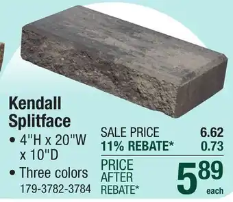 Menards 4 x 20 Charcoal Kendall Splitface Freestanding Wall Block offer