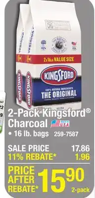 Menards Kingsford Original BBQ Smoker Charcoal Grilling Briquets- 16 lb. (2 Pack) offer