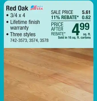 Menards Great Lakes Wood Floors Warm Cottage Oak 3/4 x 4 Solid Hardwood Flooring (16 sq.ft/ctn) offer