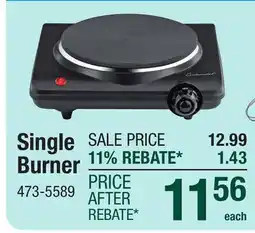 Menards Continental Single Burner offer