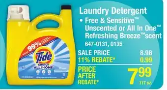 Menards Tide Simply Free & Sensitive Liquid Laundry Detergent - 117 oz offer