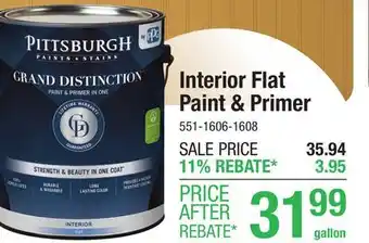 Menards Pittsburgh Paints & Stains Grand Distinction Interior Flat Paint & Primer White/Pastel Base - 1 gal offer