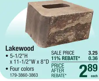 Menards 5-1/2 x 11-1/2 Tan Lakewood Retaining Wall Block offer