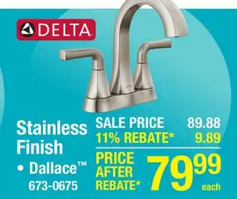 Menards Delta Dallace Two-Handle 4 Centerset Stainless Bathroom Faucet offer