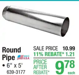 Menards Heating & Cooling Products 6 x 60 30 Gauge Round Metal Duct Pipe offer