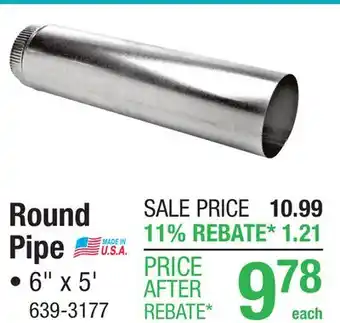 Menards Heating & Cooling Products 6 x 60 30 Gauge Round Metal Duct Pipe offer