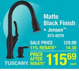 Menards Tuscany Jensen One-Handle Pull-Down Matte Black Kitchen Faucet offer