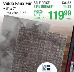 Menards Natco Home Vidda Faux Fur Dark Grey 5' x 7' Area Rug offer