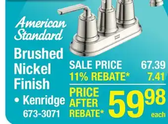 Menards American Standard Kenridge Two-Handle 4 Centerset Brushed Nickel Bathroom Sink Faucet offer