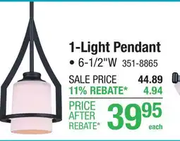 Menards Patriot Lighting Warrik Matte Black 1 Light Pendant offer