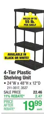 Menards MaxIt Knect-A-Shelf 24W x 48H x 12D 4-Tier White Plastic Shelving Unit offer