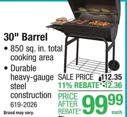 Menards Dyna-Glo 30 Charcoal Barrel Grill with Smokestack offer