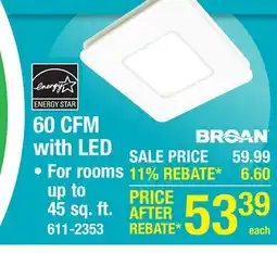 Menards Broan-NuTone Roomside Series 60 CFM Bathroom Exhaust Fan offer