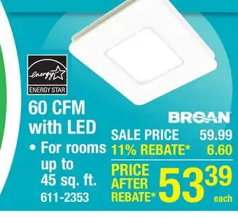 Menards Broan-NuTone Roomside Series 60 CFM Bathroom Exhaust Fan offer