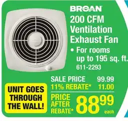 Menards Broan 200 CFM Utility Wall Ventilation Exhaust Fan offer