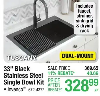 Menards Tuscany Invenco Dual Mount 33 Black Stainless Steel 1-Hole Single Bowl Kitchen Sink offer