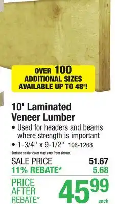 Menards 1-3/4 x 9-1/2 x 10' LVL 1.9E offer