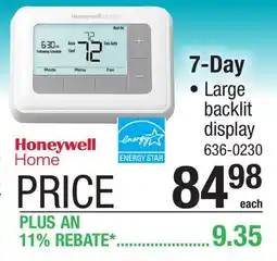 Menards Honeywell Home 7-Day Programmable Thermostat offer