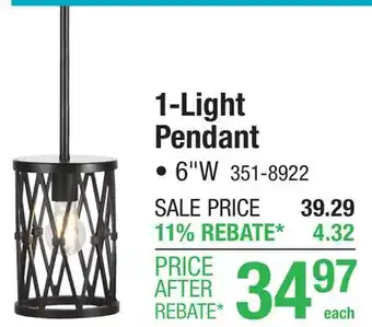 Menards Patriot Lighting Solitude Matte Black 1-Light Mini Pendant offer