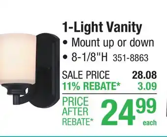 Menards Patriot Lighting Warrik Matte Black 1 Light Vanity Light offer