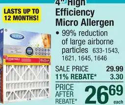 Menards BestAir 20 x 25 x 4 High Efficiency MERV 13 Pleated Air Filter offer