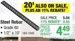 Menards 1/2 x 10' Rebar Grade 60 (#4) offer