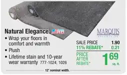 Menards Marquis Industries Natural Elegance Granite Stone Plush Carpet 12 ft. Wide offer