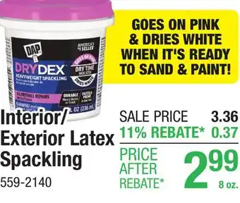 Menards DAP DryDex Color Changing Spackling - 8 oz offer