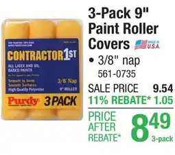 Menards Purdy Contractor 1st 9 x 3/8 Polyester Paint Roller Covers - 3 Pack offer