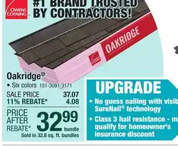 Menards Owens Corning Oakridge Brownwood Architectural Roofing Shingles (32.8 sq. ft.) offer