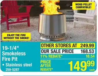 Menards Backyard Creations 19-1/4 Stainless Steel Smokeless Fire Pit offer