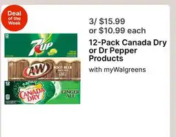 Walgreens 12-Pack Canada Dry or Dr Pepper Products offer