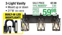 Menards Patriot Lighting Solitude Matte Black 3-Light Vanity Light with Night Light offer