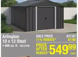 Menards Arrow Arlington 10 x 12 Steel Outdoor Storage Shed offer