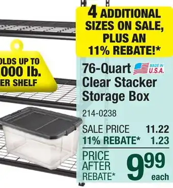 Menards Sterilite 76-Quart Clear Latching Stacker Storage Box offer