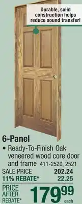 Menards Mastercraft 30W x 80H Oak 6-Panel Prehung Interior Door - Right Inswing offer