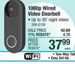 Menards Feit Electric Wired 1080p HD Wi-Fi Video Doorbell offer