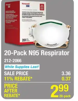 Menards Honeywell N95 Respirator - 20 Pack offer