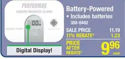 Menards Performax Battery-Powered Carbon Monoxide Alarm with Hush and Digital Display offer