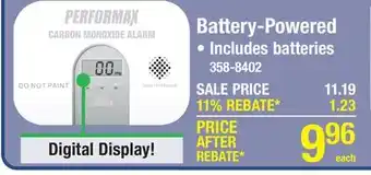 Menards Performax Battery-Powered Carbon Monoxide Alarm with Hush and Digital Display offer