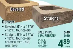 Menards 6 x 17 Tan Denver Beveled Retaining Wall Block offer