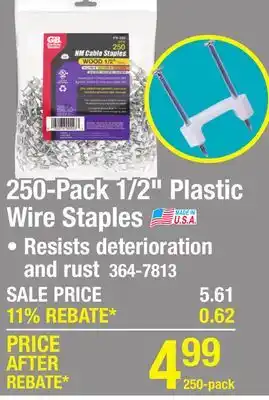 Menards Gardner Bender 1/2 Plastic Wire Staples - 250 Pack offer