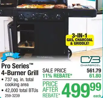 Menards Char-Broil Pro Series 4-Burner with Side Burner offer