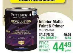 Menards Pittsburgh Paints & Stains Revolution Interior Matte Babys Breath Paint & Primer - 1 gal offer